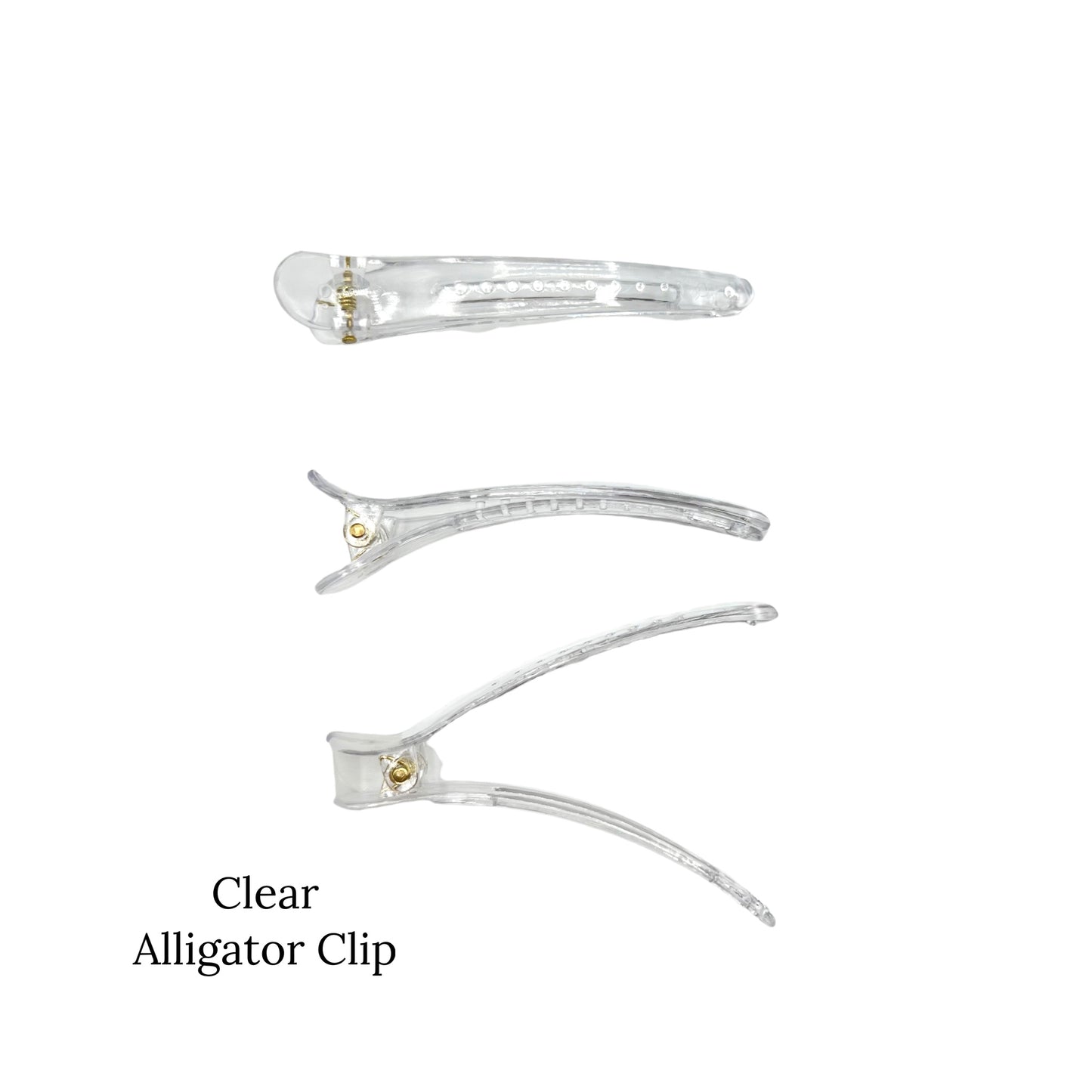clear craft alligator clips with teeth on a white background