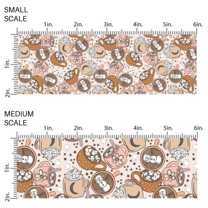 Christmas cocoa and marshmallows scaled on a ruler