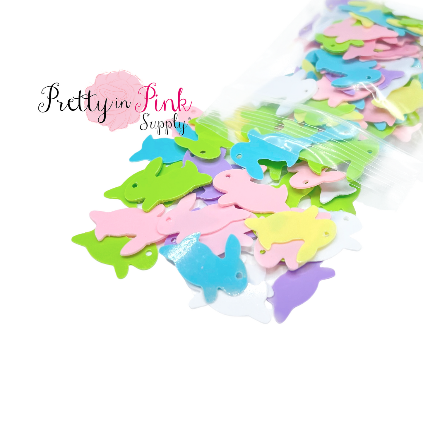 Colorful Pastel Bunnies | Loose Sequin Glitter - Pretty in Pink Supply