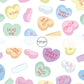 Animated "Conversation Hearts" illustration Fabric by the Yard 