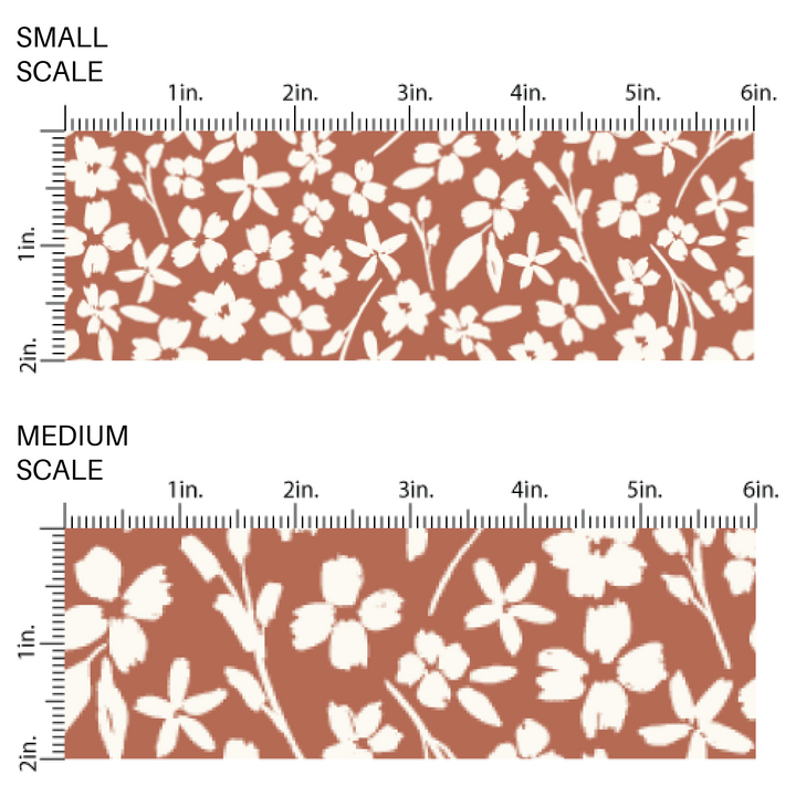 Copper colored image guide with white flower designs 