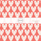 Cream Grid Hearts on a coral fabric by the yard pattern