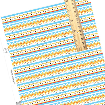 Chevron, dots, and striped pattern faux leather sheet.