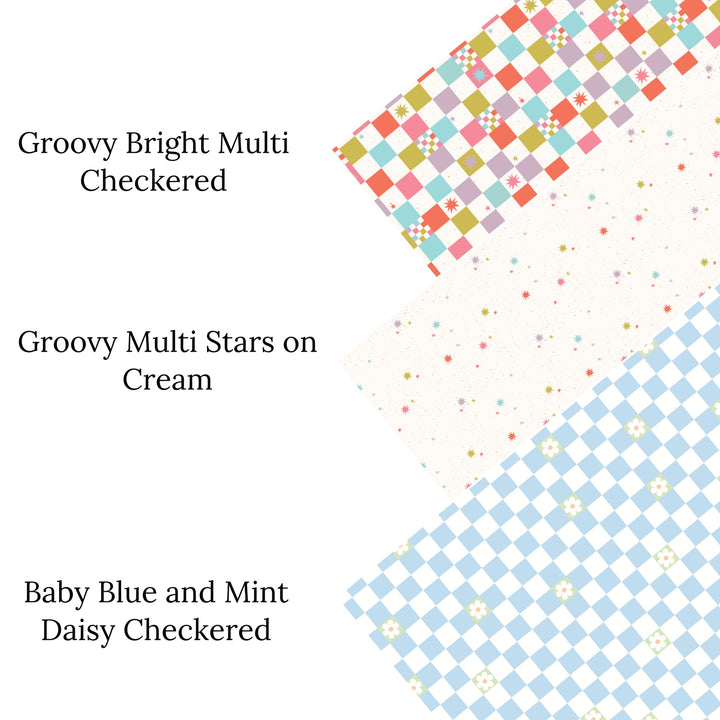 Baby Blue and Mint Daisy Checkered Faux Leather Sheets