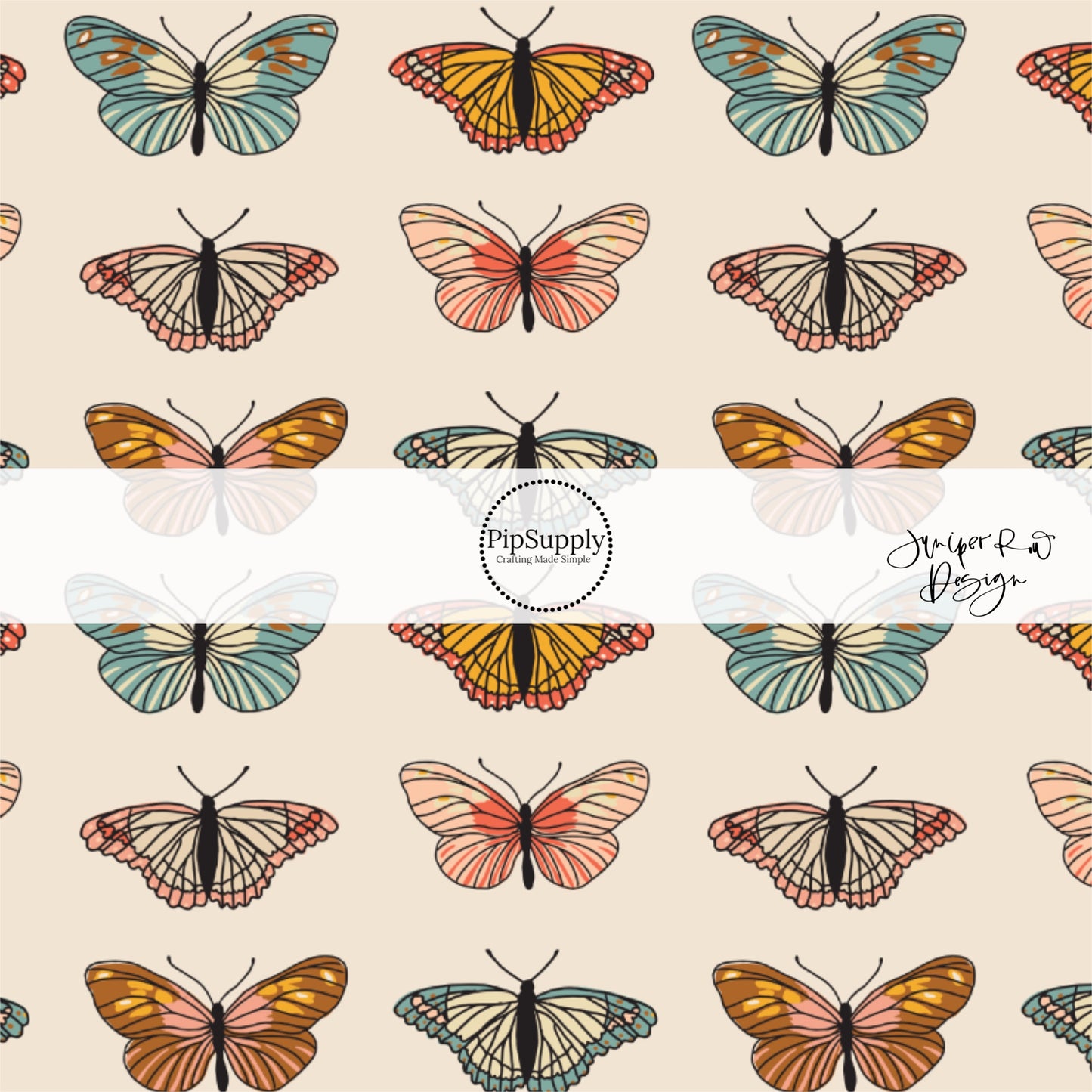 monarch butterflies on cream fabric by the yard