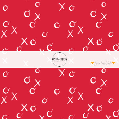 Fancy XO writing on a cherry red bow strip