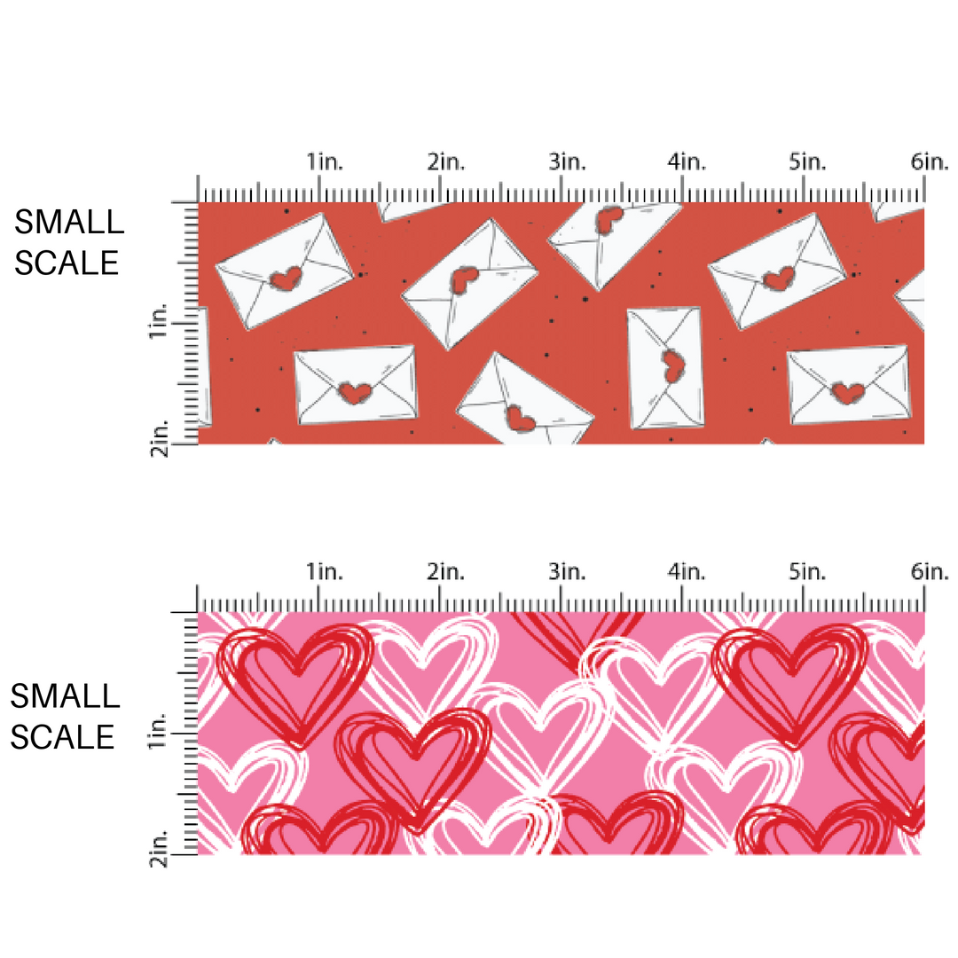 Small Scale Fabric by the Yard - Valentine's Day Fabric by the Yard - Red and White Envelope Fabric by the Yard - Heart Fabric