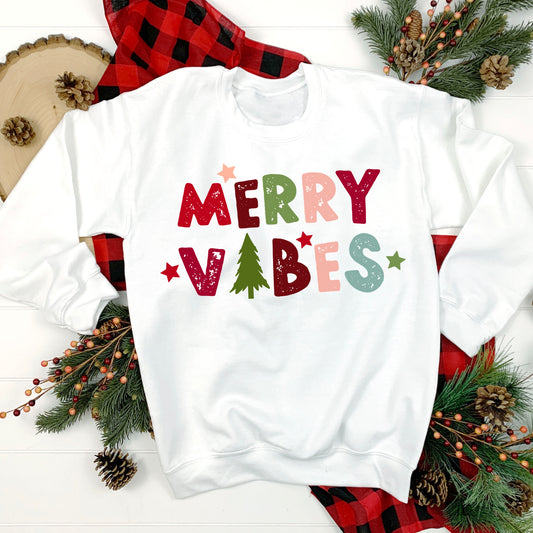 Christmas DTF and Sublimation that says "Merry Vibes"