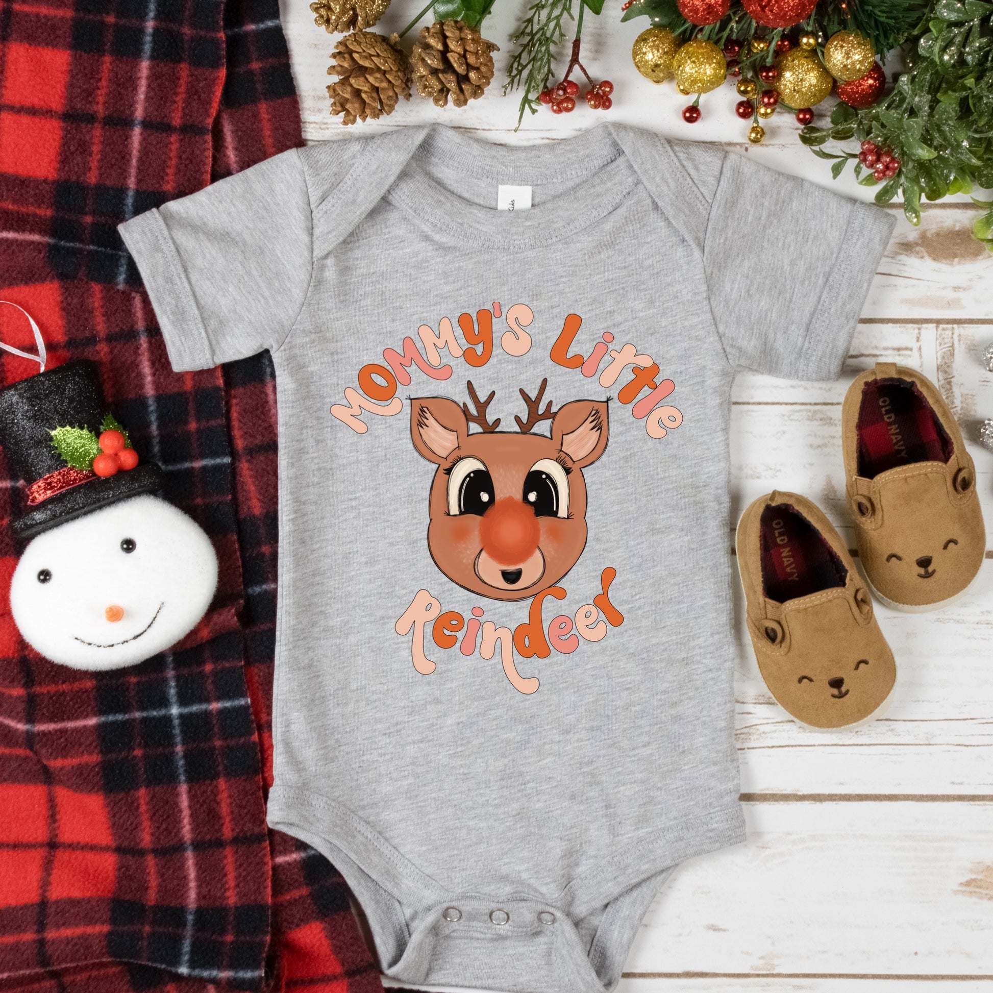 Christmas DTF and Sublimation that says "Mommy's Little Reindeer"