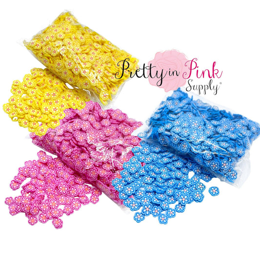 Daisy Confetti Loose CLAY Slices - Pretty in Pink Supply
