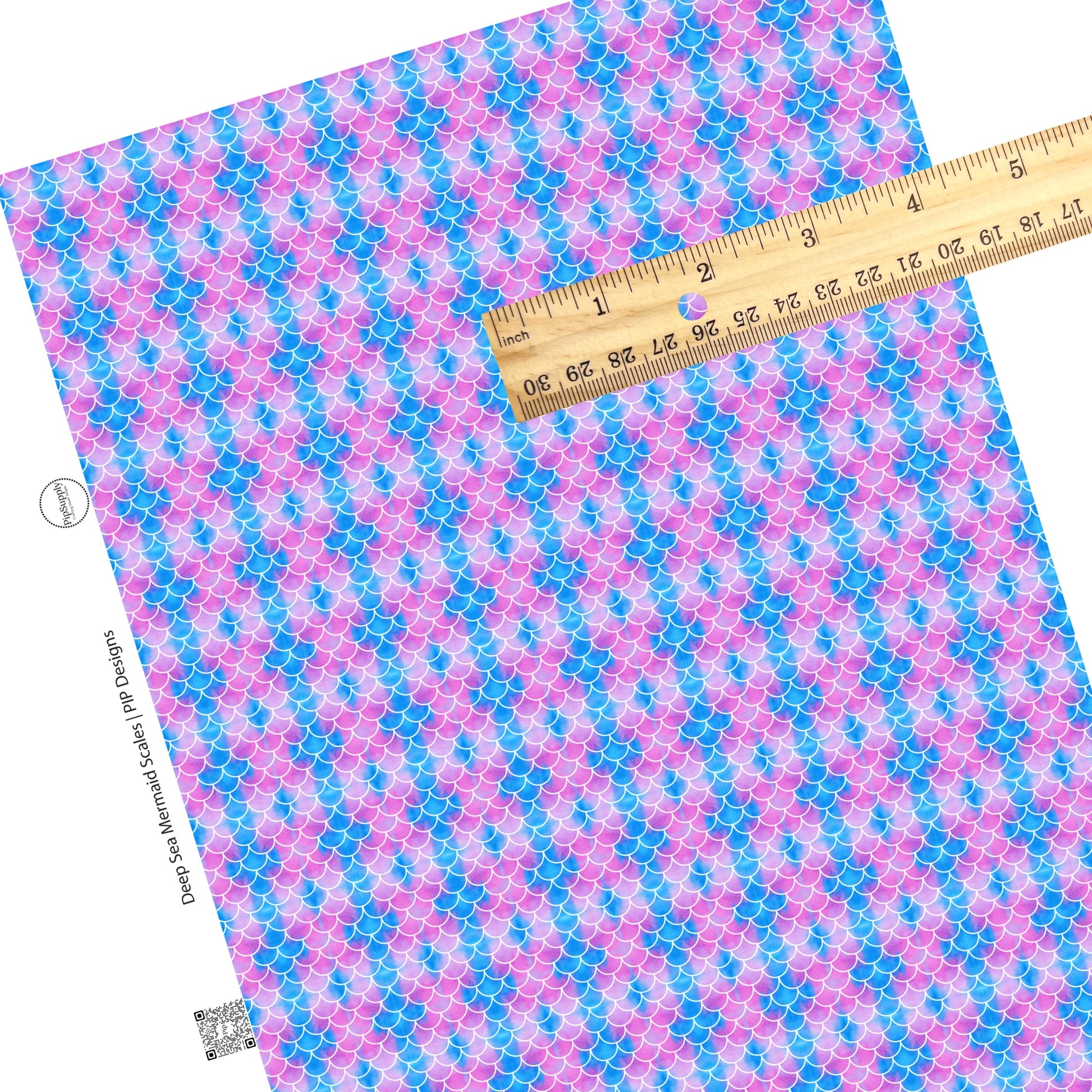 Pink and blue color combination of mermaid scale faux leather sheet.