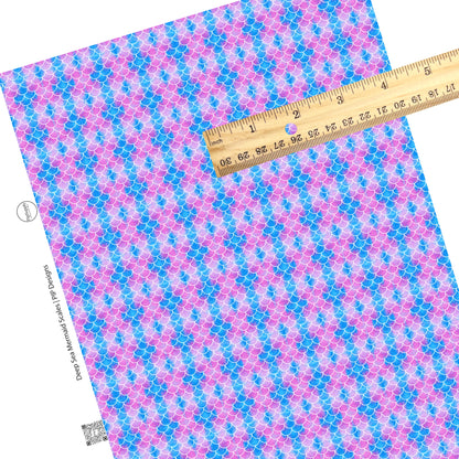 Pink and blue color combination of mermaid scale faux leather sheet.