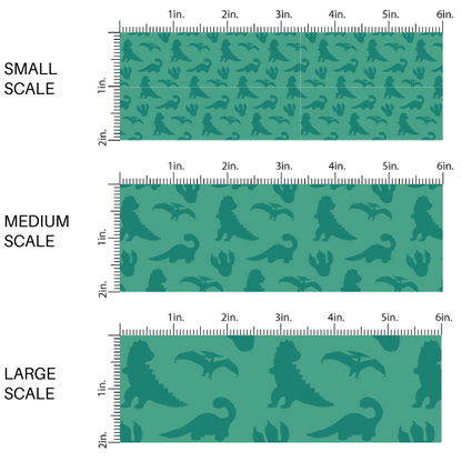 Teal Fabric by the yard scaled image guide with teal dinosaur silhouettes
