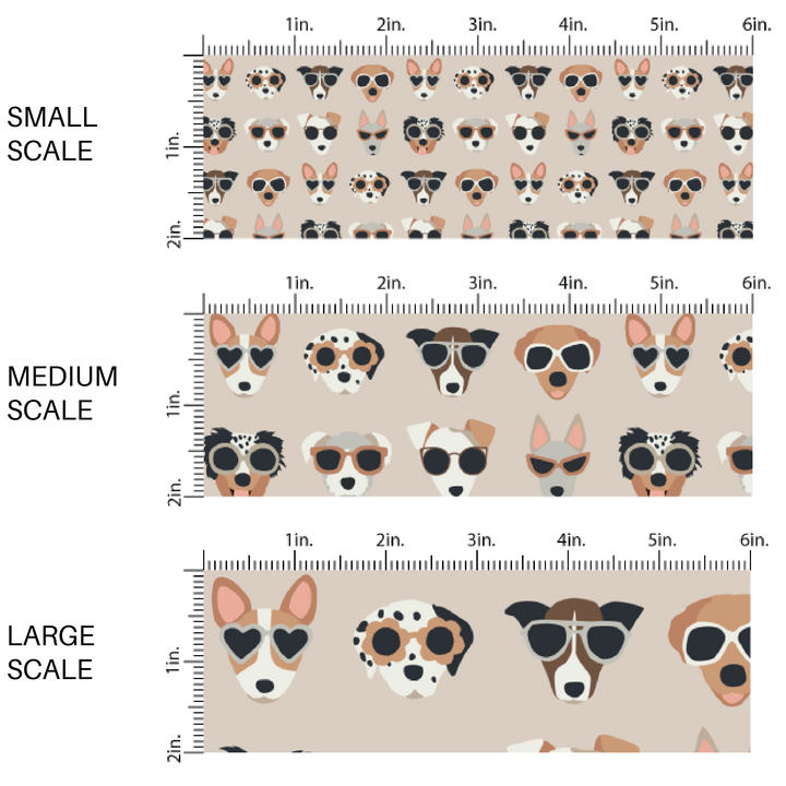 Beige Fabric By the yard scaled image guide with puppies wearing sunglasses