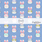 White bunny rabbits wearing sunglasses on blue fabric by the yard scaled image guide - Easter Bunny Fabric 