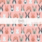 Pink fabric by the yard with Easter bunny faces