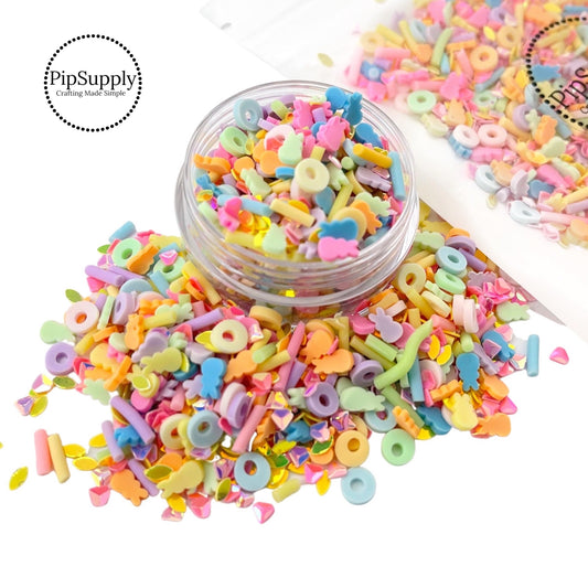 Spring and Easter bunny peeps sprinkle and iridescent sequin glitter mix.