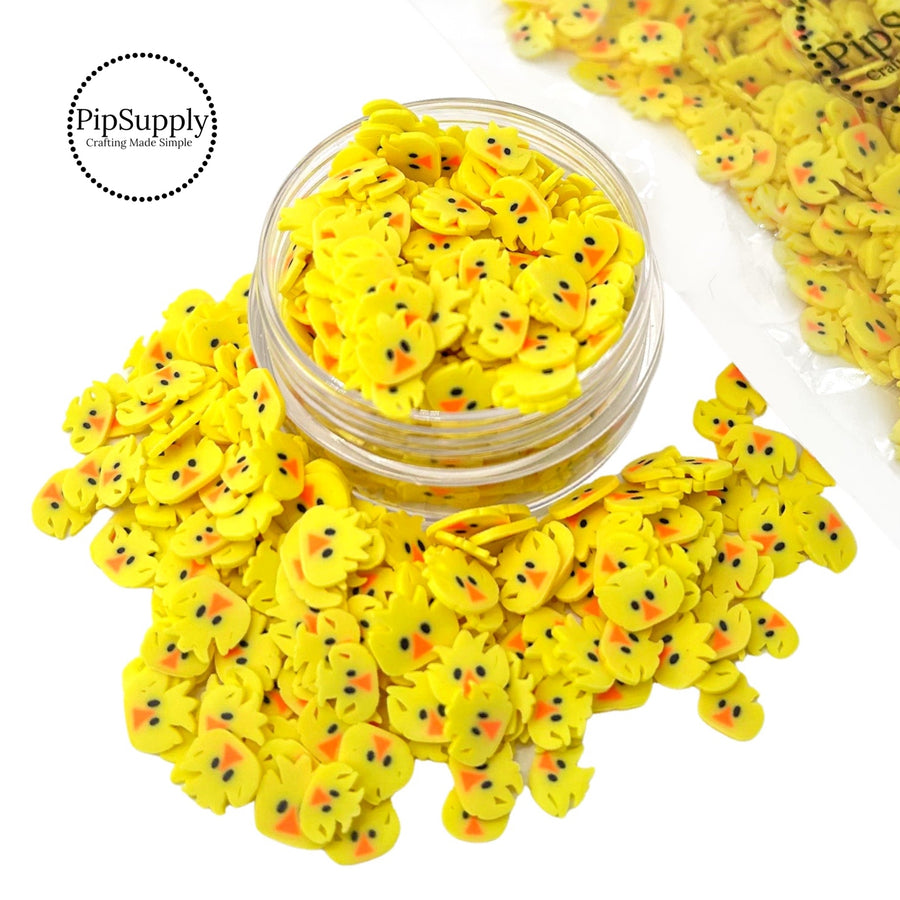 Farm and Easter animal polymer chick face clay slices.
