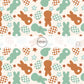 Cream fabric by the yard with brown and green bunnies and Easter eggs