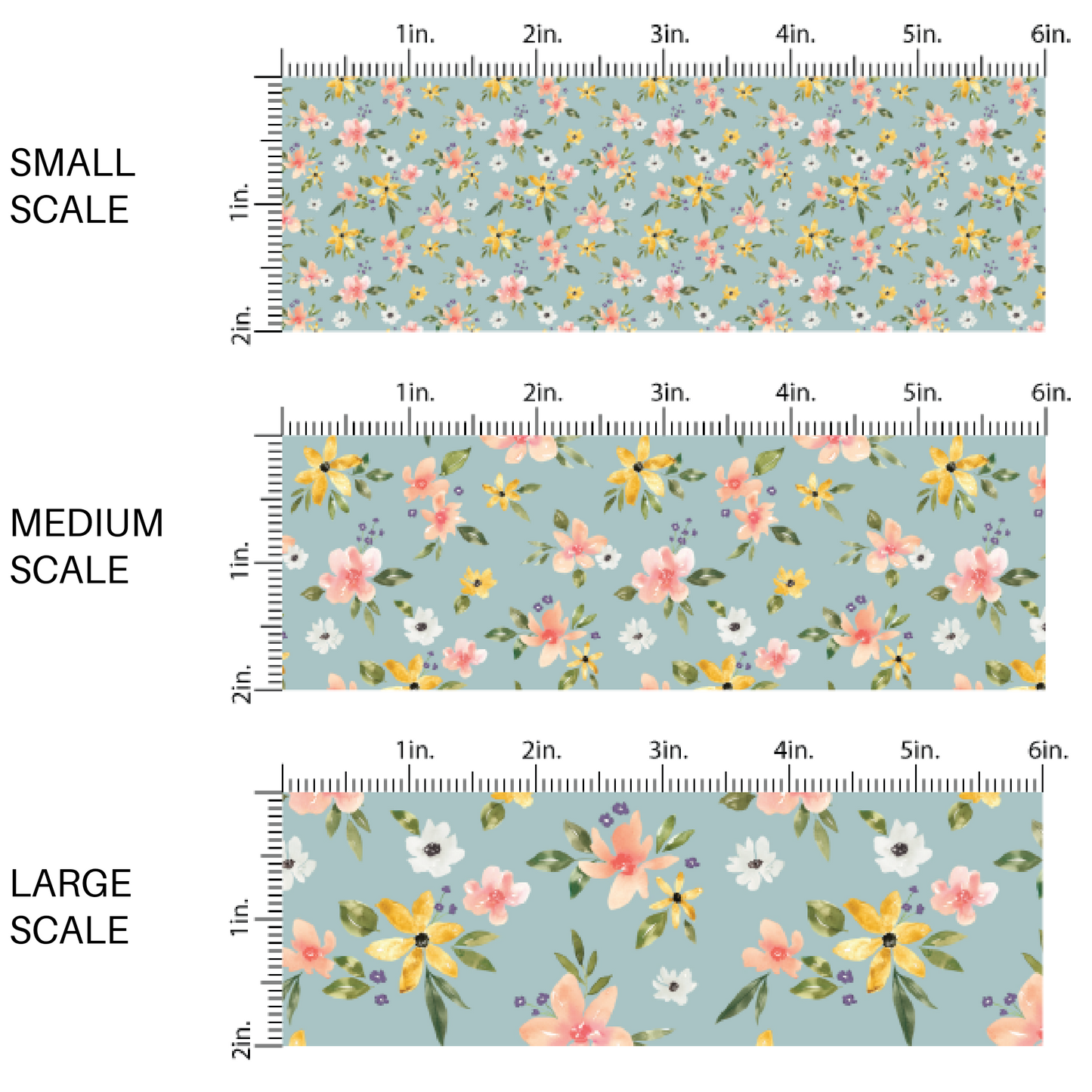 blue fabric by the yard scaled image guide with yellow and pink flowers - Easter Floral 