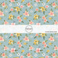 blue fabric by the yard with yellow and pink flowers - Easter Floral Fabric 