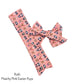 Tied and untied peach pink Ruth style bow strip with Easter dogs pattern designed by Hey Cute Design.