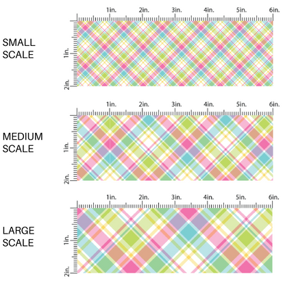 Multi-colored diagonal plaid fabric by the yard scaled image guide