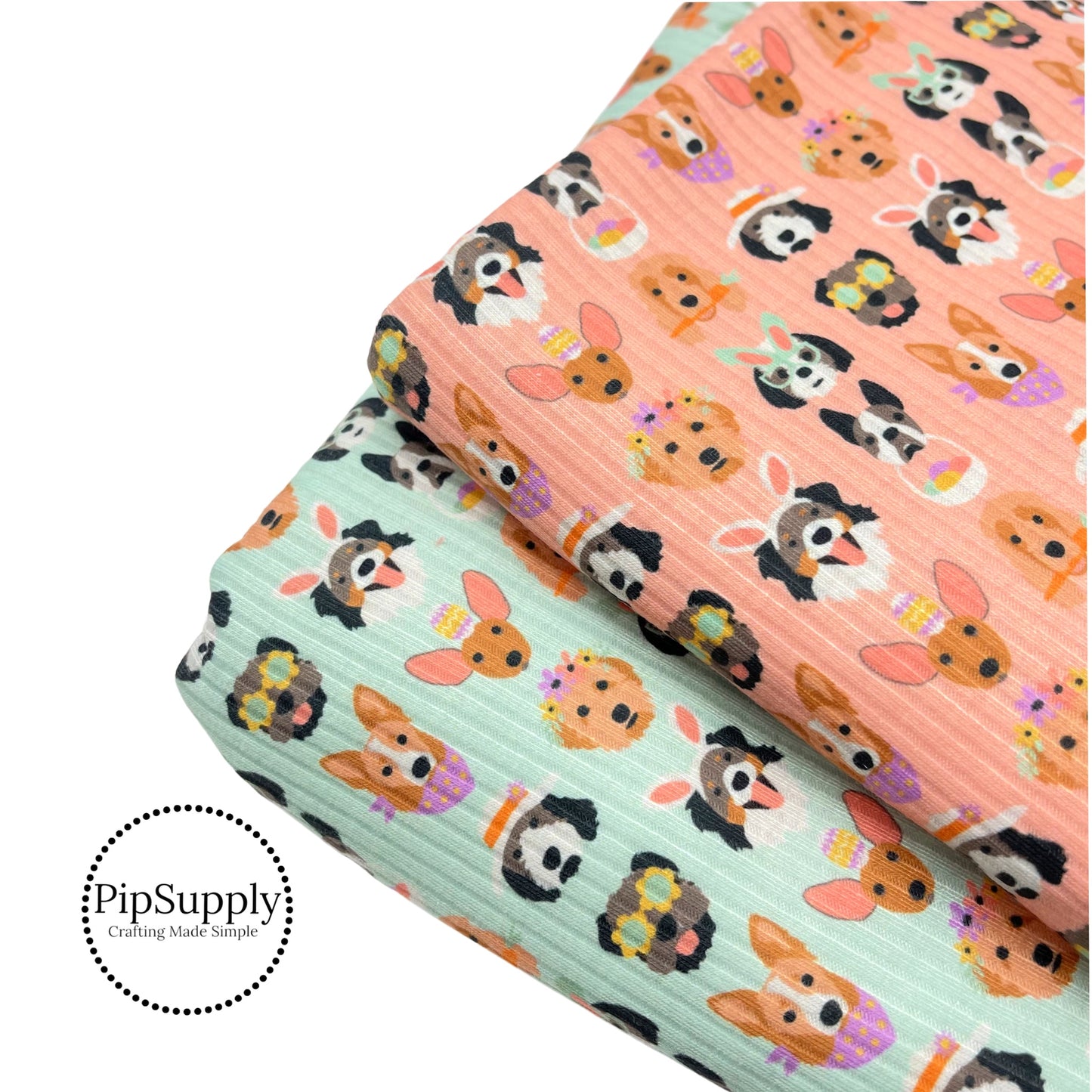 Easter Pups | Hey Cute Design | Ribbed Fabric