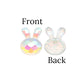 multi faceted iridescent Easter bunny resin charm (front and back)