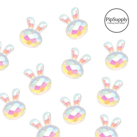 multi faceted iridescent Easter bunny resin charm