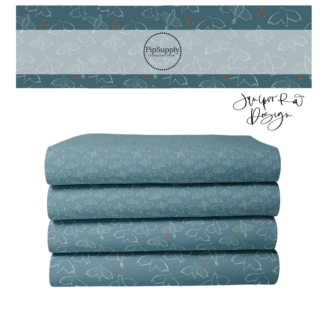 Valentine Fabric By The Yard | Love Dove Blue | So Mushroom In My Heart