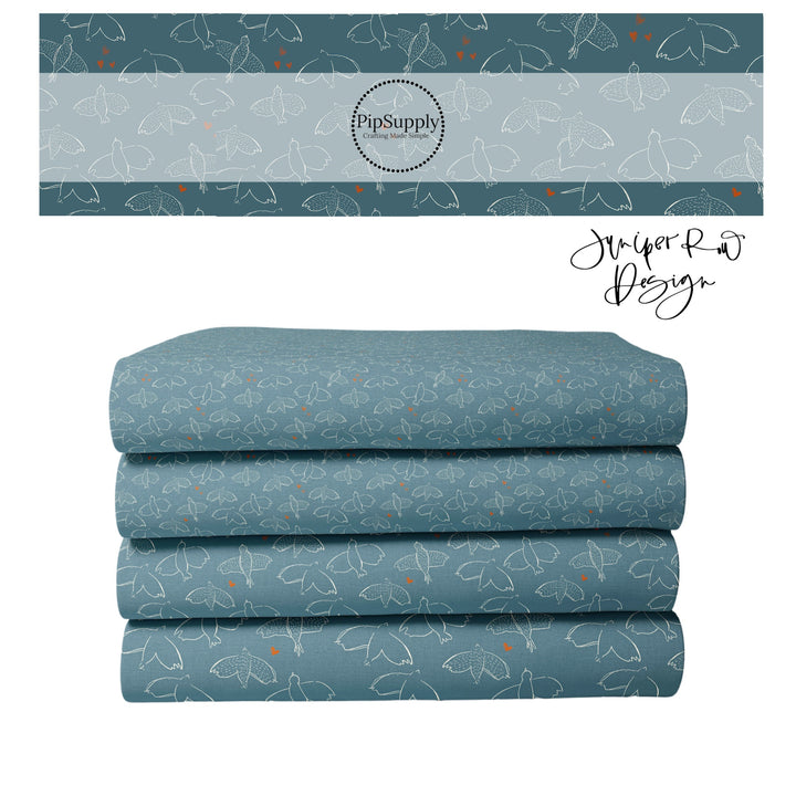 Valentine Fabric By The Yard | Love Dove Blue | So Mushroom In My Heart