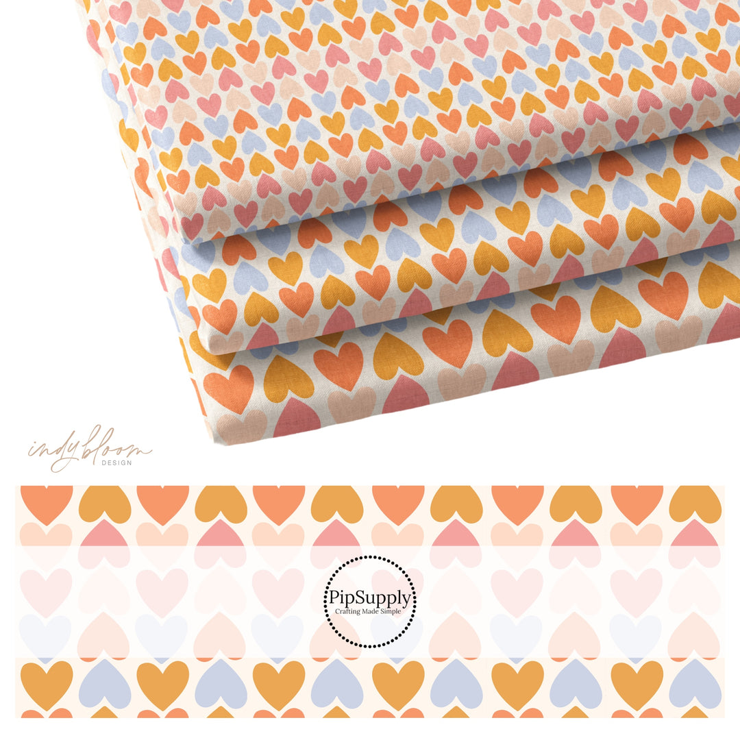 Valentine fabric with multi-colored hearts