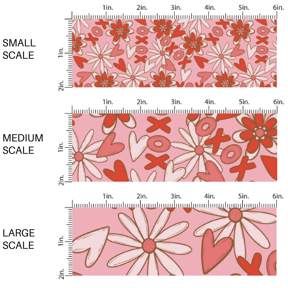 Pink floral design with the letters "XOXO" image guide - Fabric scaling sizes 