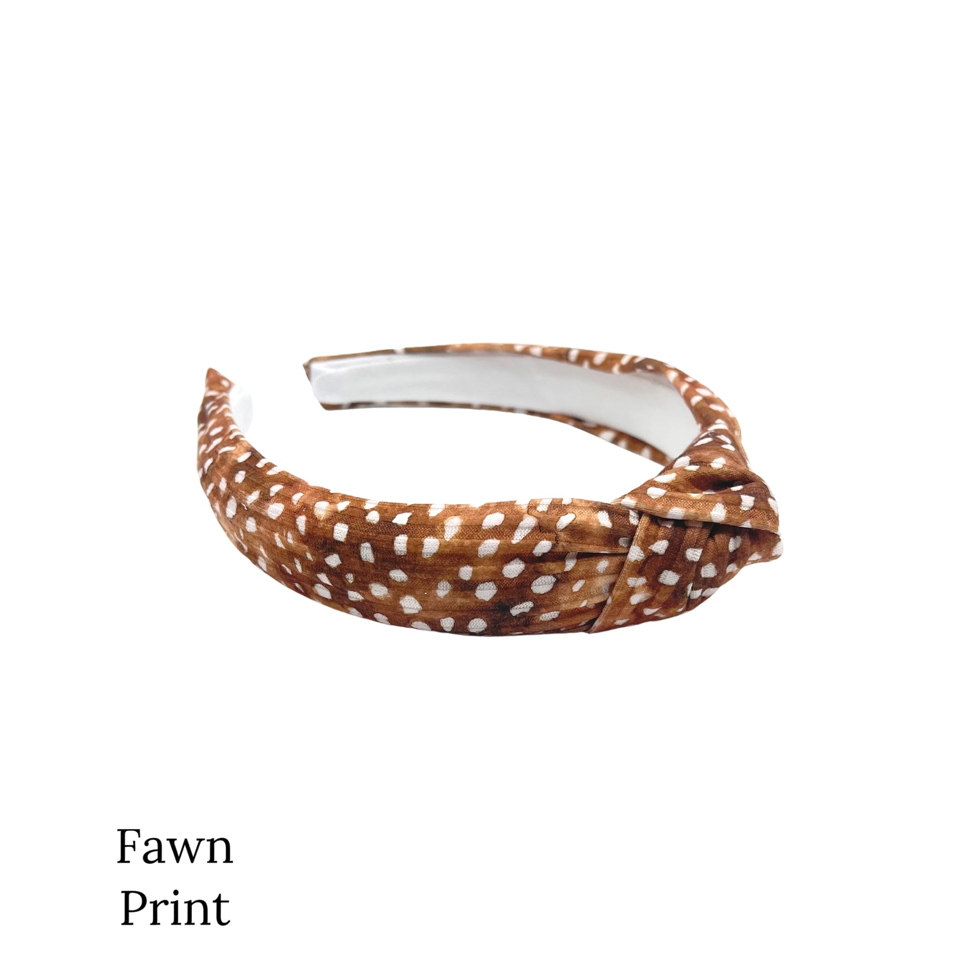 Farm animals knotted headbands. Fawn print patterned headband. 