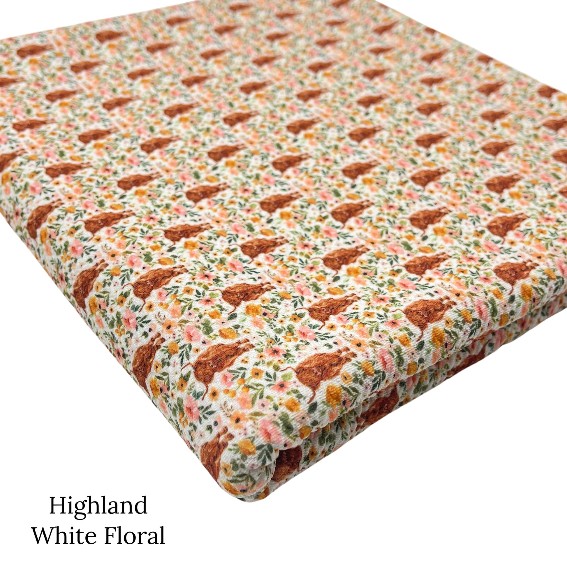 Farm animals pattern liverpool bullet fabrics. Highland white floral print liverpool bullet fabric.