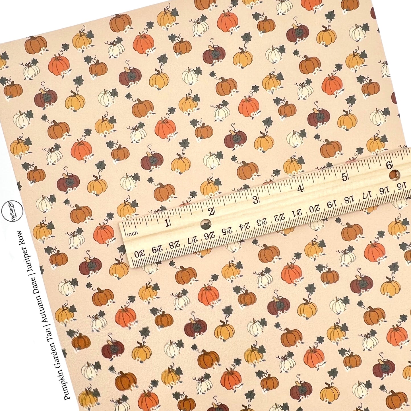 Individual or rolled cream faux leather sheet with neutral pumpkins