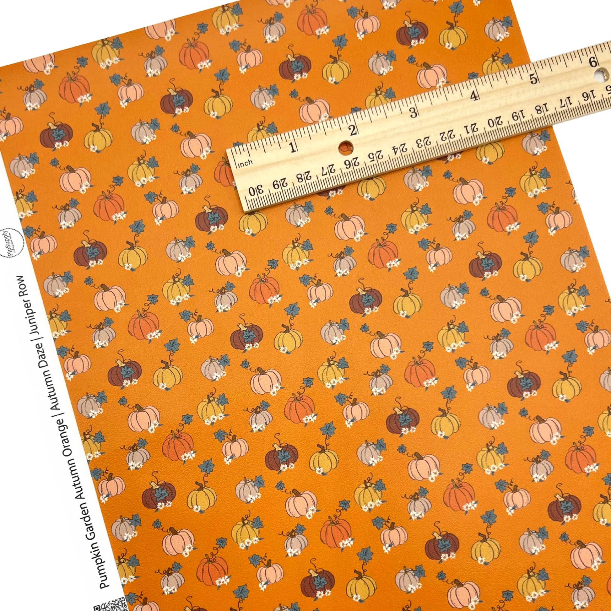 Individual or rolled orange faux leather sheet with neutral pumpkin