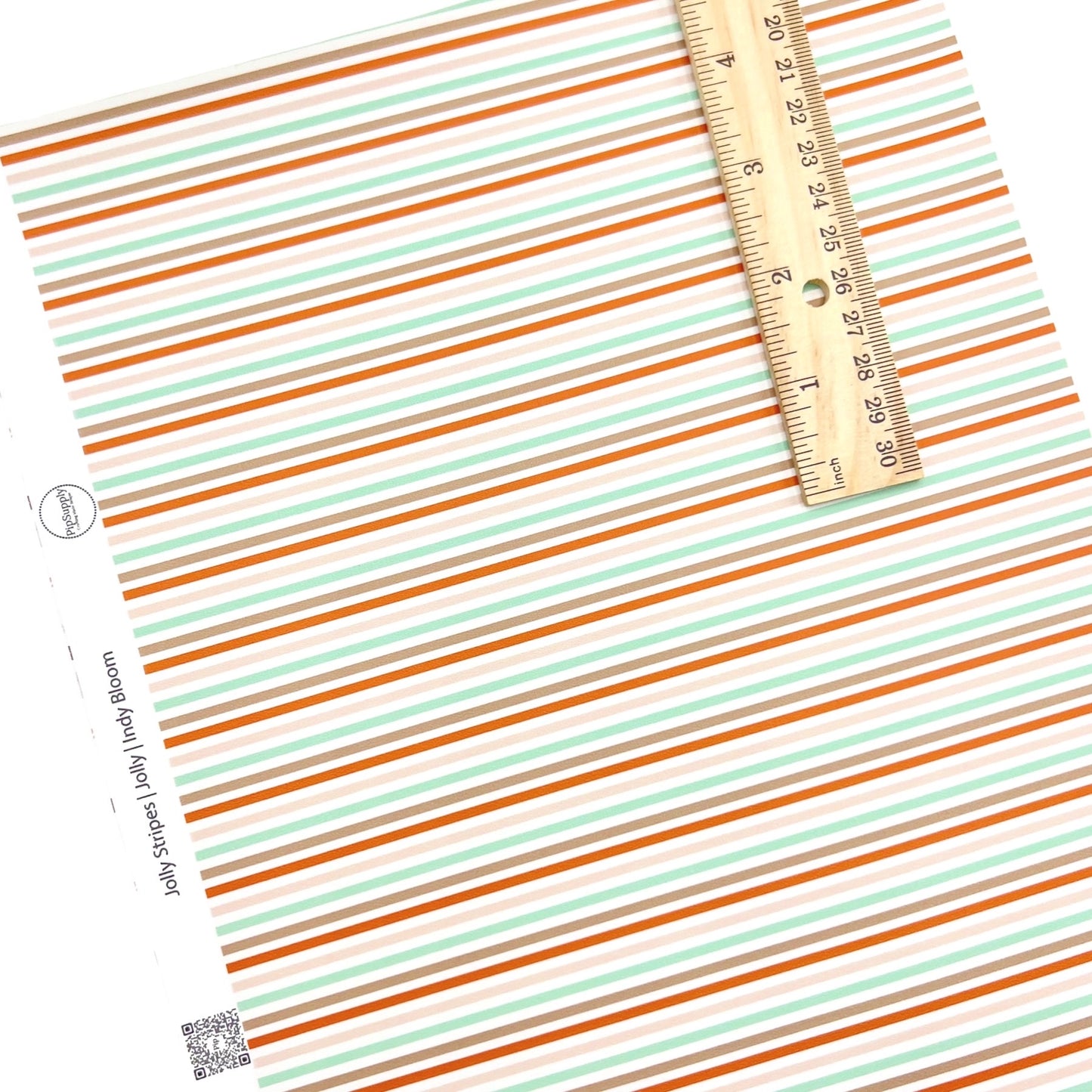 Rolled or individual christmas faux leather sheet with multi colored stripes