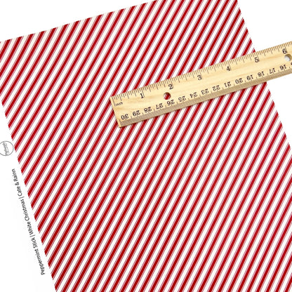 Rolled or individual christmas faux leather sheet with red and white stripes