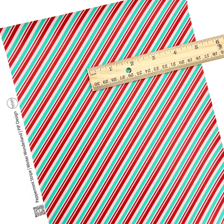 Rolled or individual christmas faux leather sheet with multi color stripes