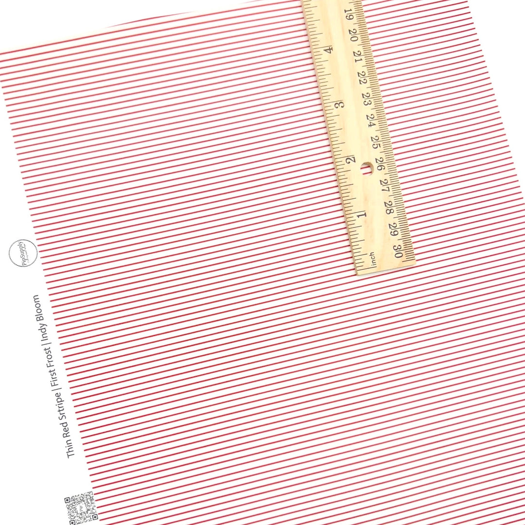 Rolled or individual christmas faux leather sheet with thin white and red stripes