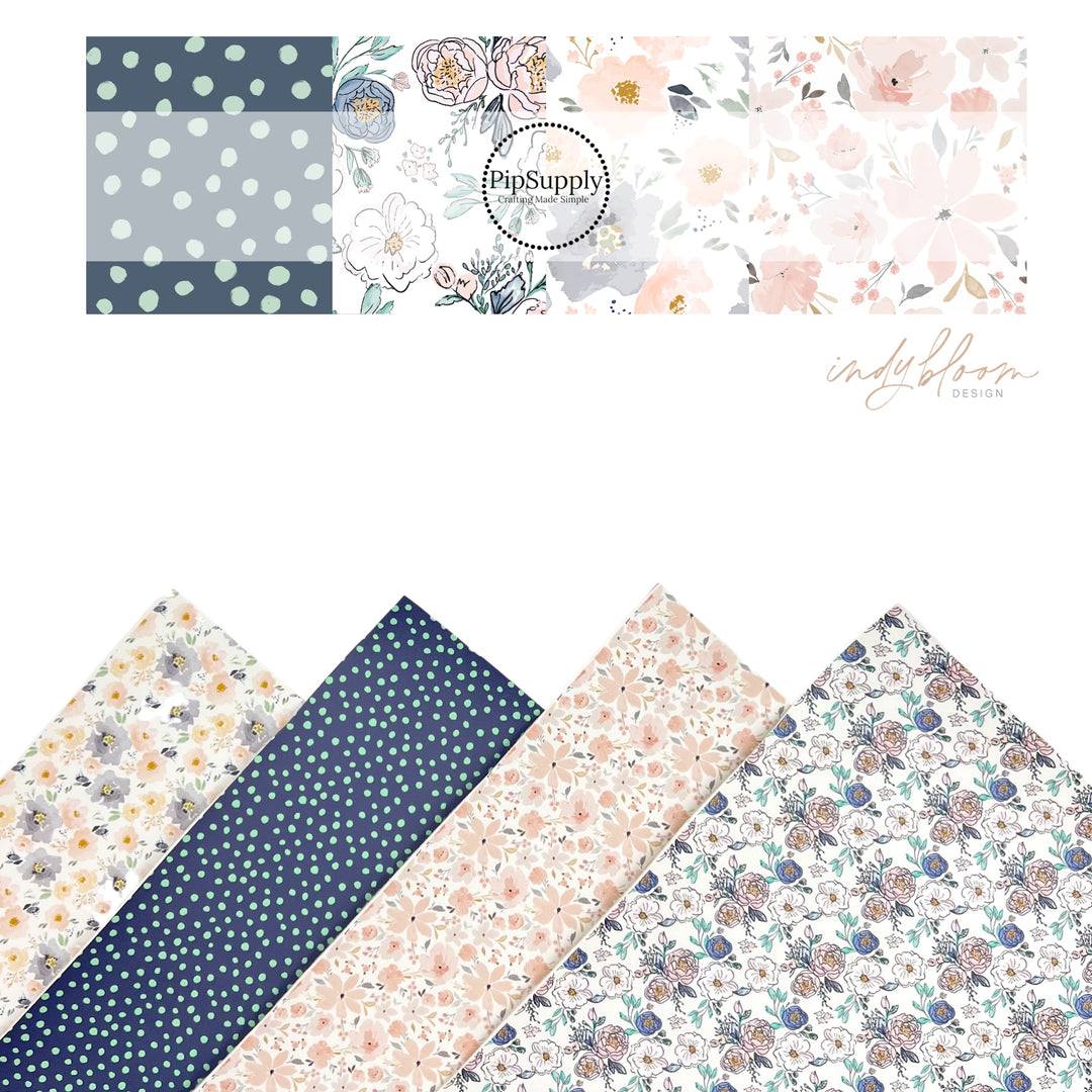 Sweet Navy Floral | Indy Bloom | Faux Leather Sheets