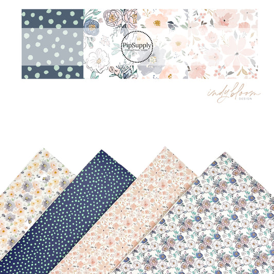 Sweet Navy Floral | Indy Bloom | Faux Leather Sheets