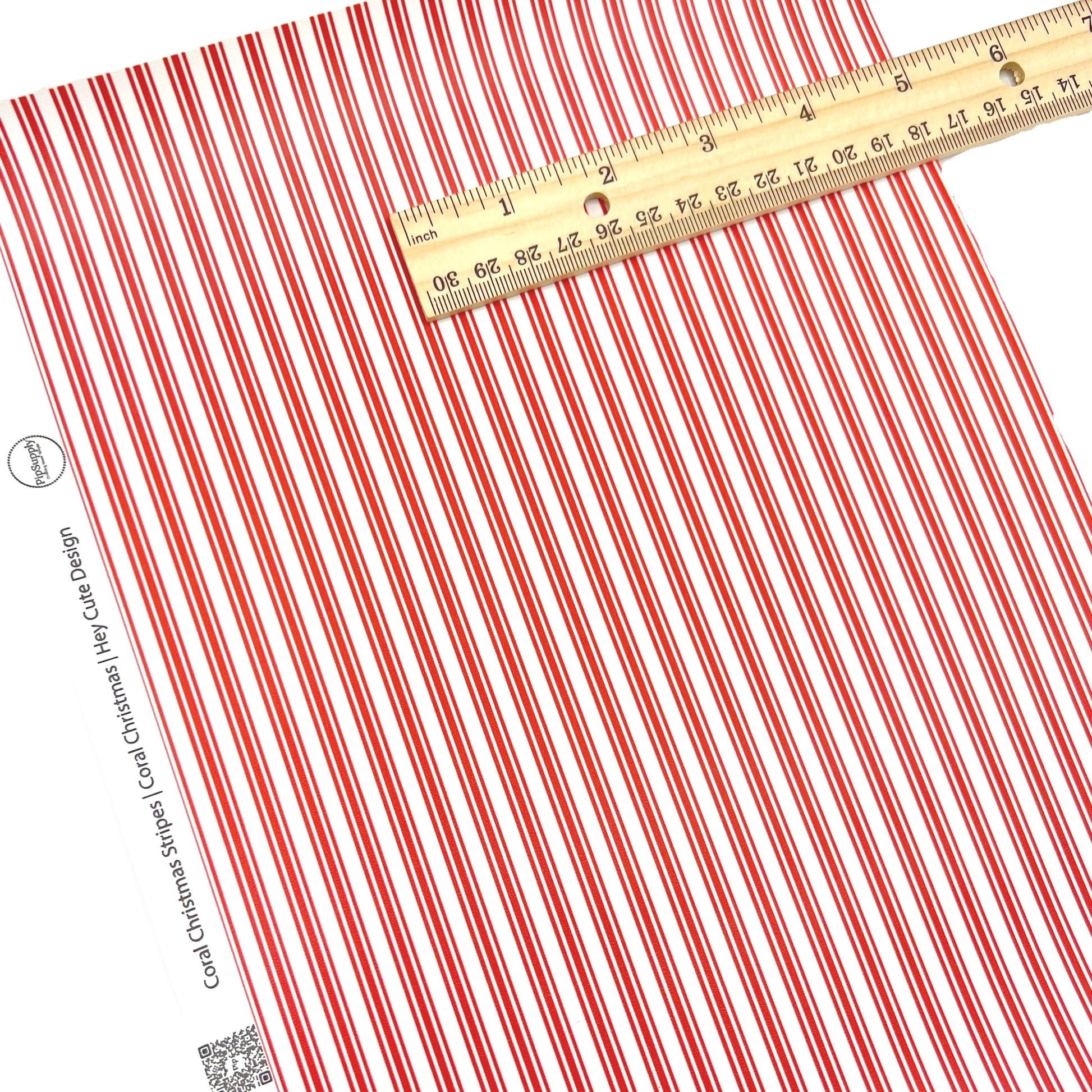 Christmas faux leather sheet with Red and white stripes