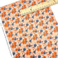 Floral faux leather sheets with orange and blue flowers