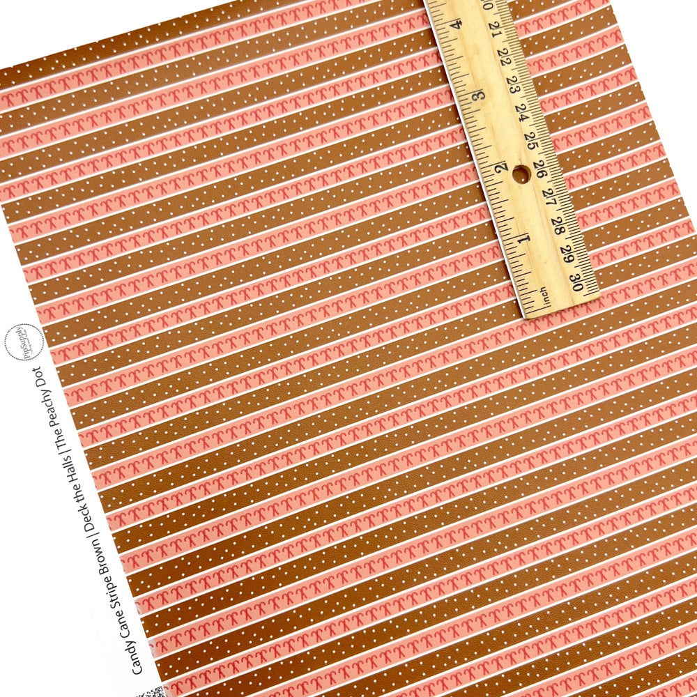 Brown and pink striped faux leather sheet 