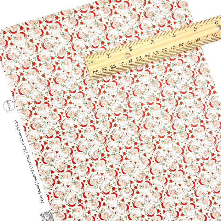 White faux leather sheet with retro santa