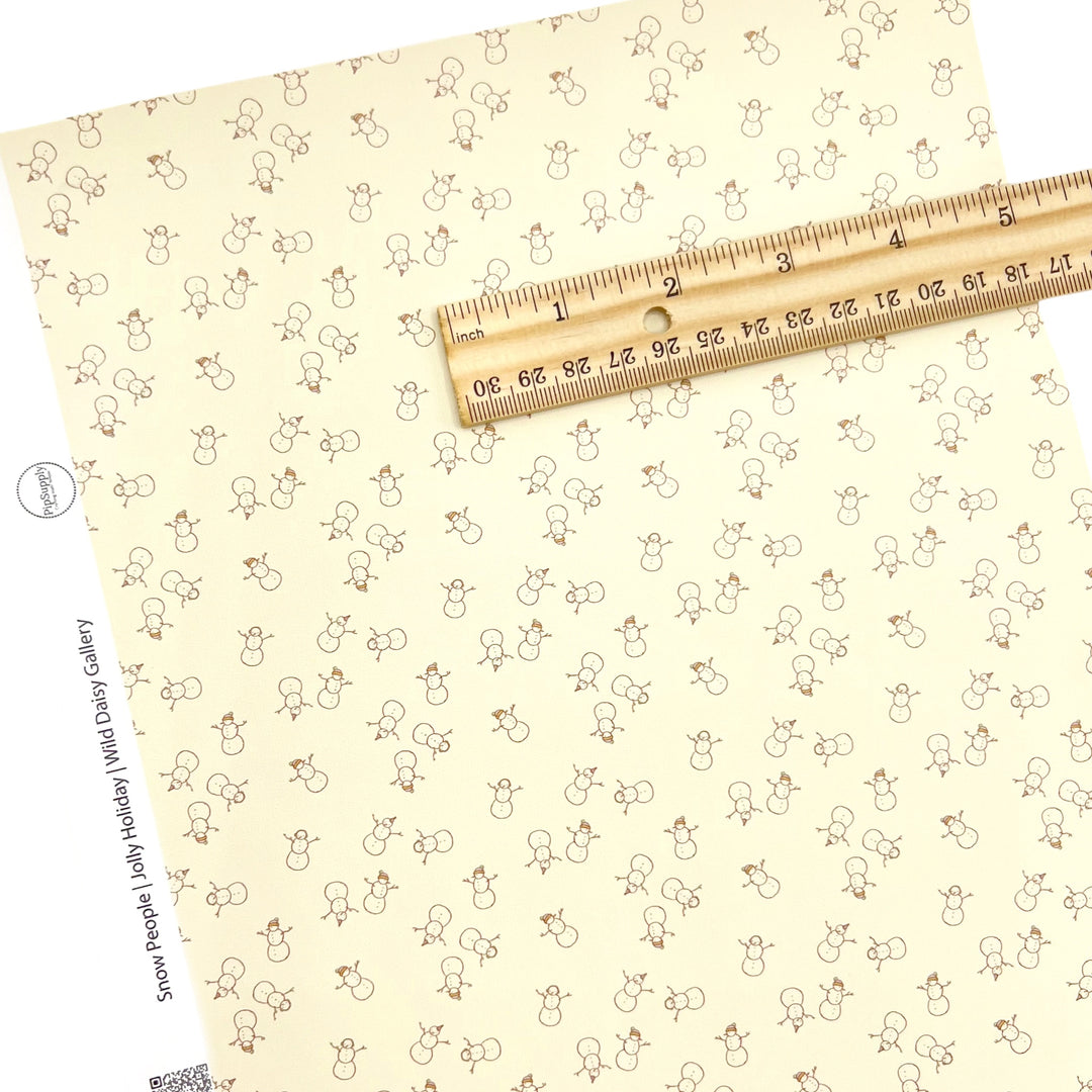 Cream colored faux leather sheet with christmas snowmen