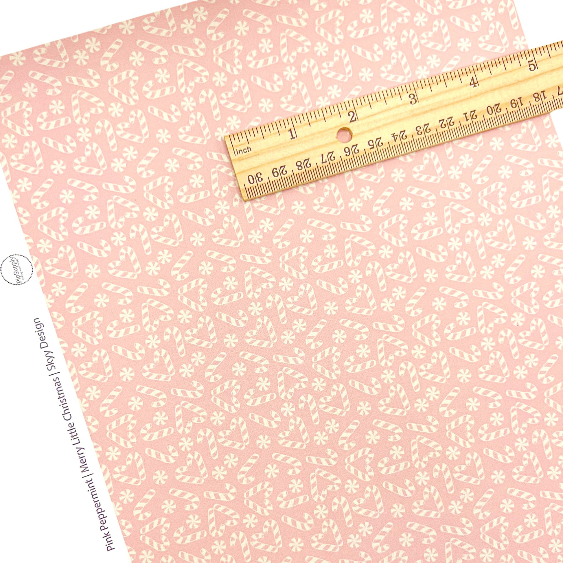Christmas pink peppermint faux leather sheet 